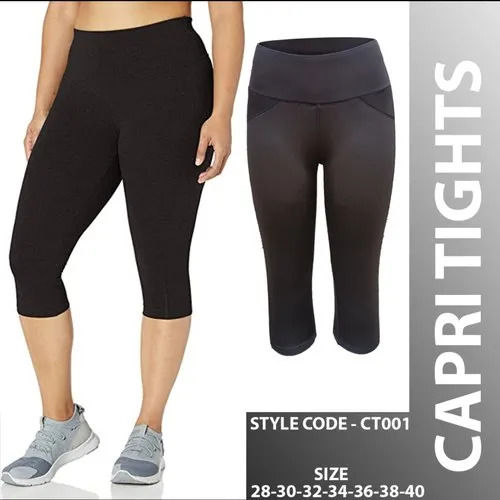 Ladies Casual Skinny 4 Way Stretch Lycra Capri Tights For Gym And Yoga Application: Commercial