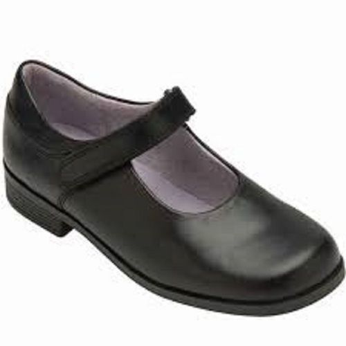 Non Fade And Washable Buckles Closure Black Leather Girls School Shoes