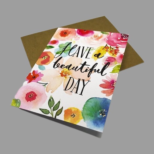 Rectangle Shape A 5 Size Paper Flower Design Birthday Card at Best