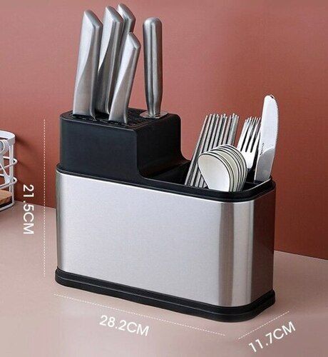 Stainless Steel Rectangular Silver Cutlery Holder For Kitchen Design: Modern