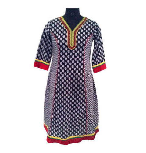 Multi Color Cotton Material Breathable Ethnic Printed Kurtis For Summer Wear