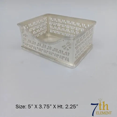 Silver Plated Card Holder For Gifting Usage With Size 6.25x4.5x1.25 Inch