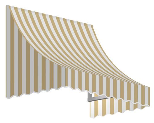 White and Orange Color Single Layer Striped Mild Steel Printed Canvas Awnings