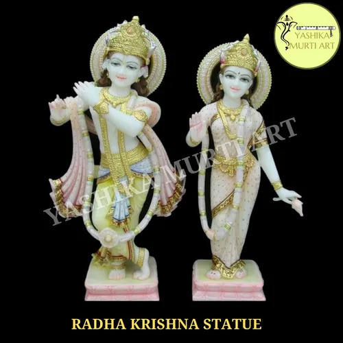 Beautiful Marble Radha Krishna Idol For Worship And Temple With 12 - 48 Inch Size