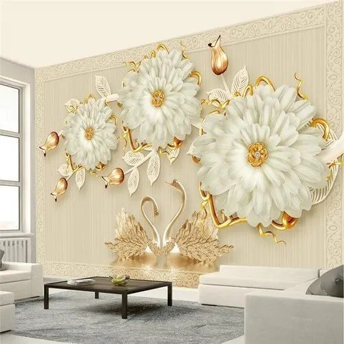 Horizontal 3d Customized Wallpaper For Home Walls With 4 Mm Thickness