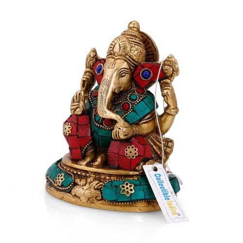 India Brass Hindu God Ganesha Statue For Temple And Decoration Use Grade: First Class