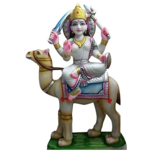 Marble Dasha Maa Statue With Size 12-36 Inch And Sitting On Camel, Colored Finish