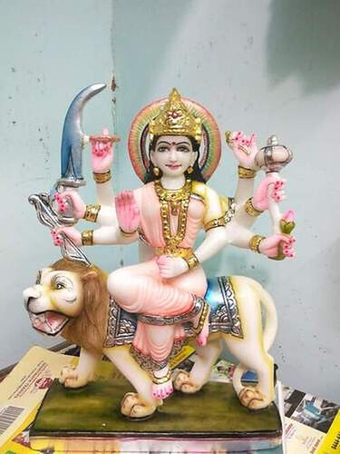 Marble Durga Statue For Worship And Temple With Size 15 Inch And Colored Finish Purity: 100%