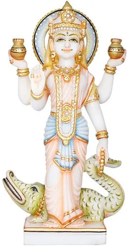 Marble Ganga Mata Statue With Colored Painted And Standing Position, Sizes 1 To 6 Feet 