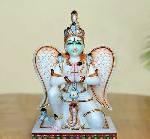 Marble Lord Garuda Statue With Colored Painted And Size 9-72 Inch, Sitting Position