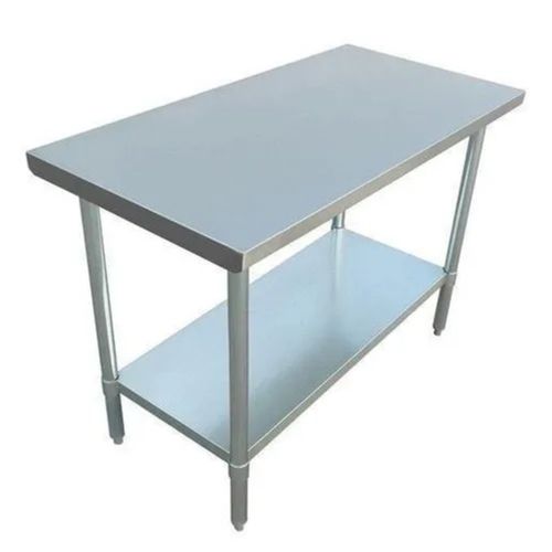 Rectangular Polished Machine Made One-Piece Stainless Steel Working Tables