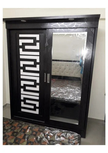 रेक्टेंगुलर प्राइमर कोटेड सॉलिड वुड एंड ग्लास टू डोर स्लाइडिंग वॉर्डरोब