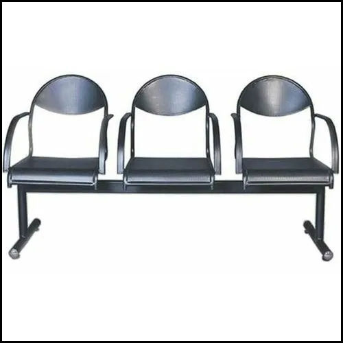 Stainless Steel Black Color Coated Three Seater Waiting Chair
