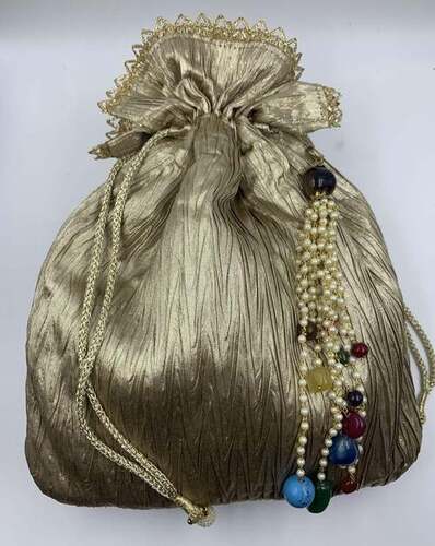 Traditional Design Potli Bags With Draw String And Silk Fabrics,200-250gm Weight