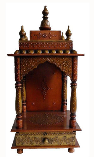 11x11x24 Inches Polished Solid Wooden Temple For Religious Purpose