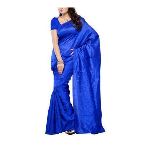 6 Meter Party Wear Plain Multicolor Silk Saree With Running Blouse Piece