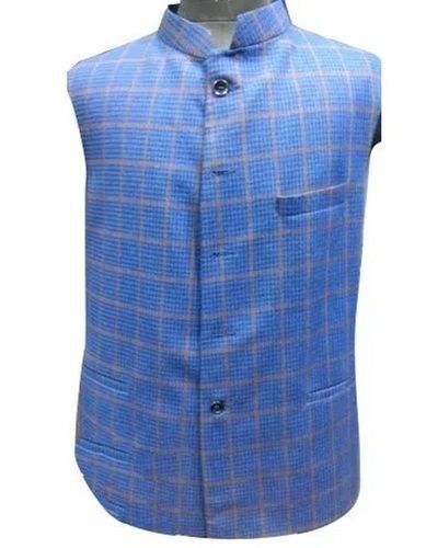 Comfortable Sleeveless Checked Pattern Cotton Waistcoat For Men