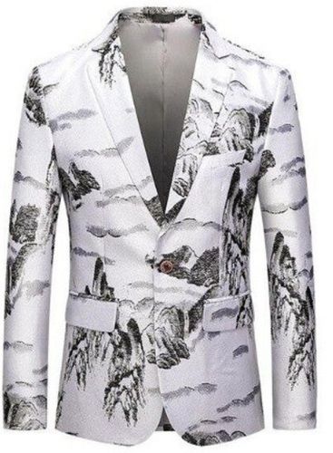 Skin Friendly Full Sleeves Casual Wear Printed Cotton Blazer For Mens