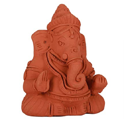 8 इंच ऊंचाई और चित्रित आधुनिक कला टेराकोटा गणेश प्रतिमा