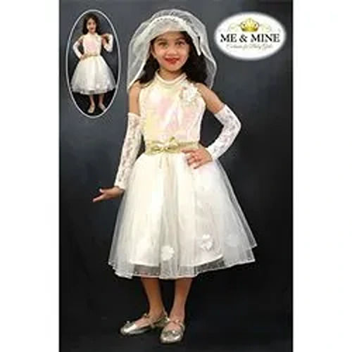 White Beautifully Designed Comfortable To Wear Kids Pari Frock