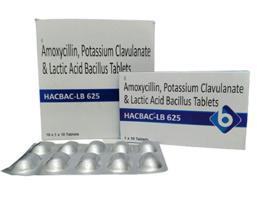 Amoxycillin, Clavulanic Acid and Lactic Acid Baccillus 60 Million Spores Tablets, 10*1*10 Tablets Alu-Alu Packing