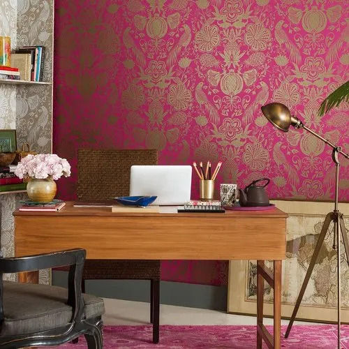 Attractive Design Non Woven Material And 2 Mm Thickness Asian Paint Wallpaper For Homes