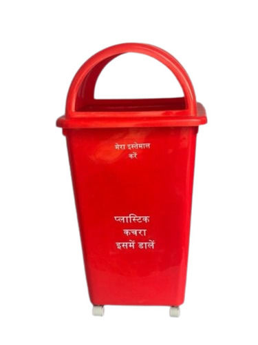 Portable And Movable Four Wheeler Top Open Plastic Dustbin For Outdoor Purposes