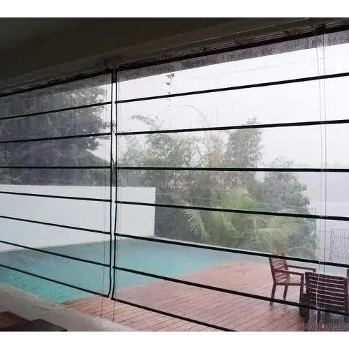 Transparent Plain Monsoon Blind With 1.5 Mm Slat Thickness