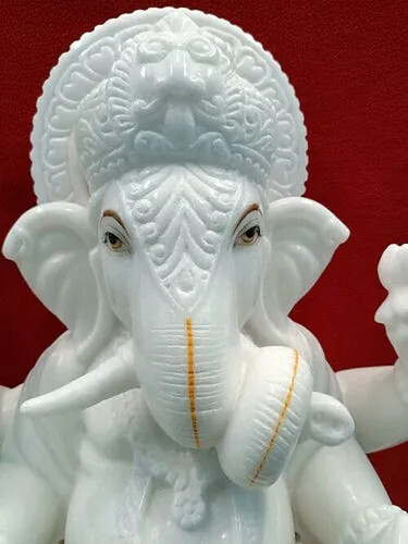 White Marble Ganesha Idol For Worship With 12 inch, 15 inch, 18 inch, 24 inch, 30 inch, 36 inch