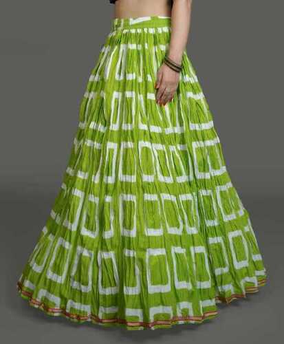 Silver Flared Printed Comfortable To Wear Ladies Cotton Long Skirt