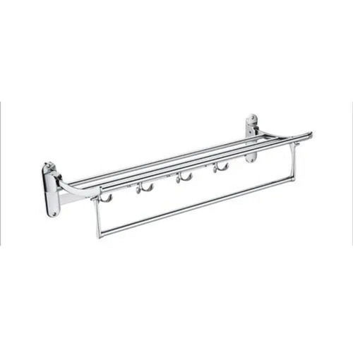 Silver Designer Modern Polished Glossy Finish Wall Mounted Stainless Steel Towel Rack