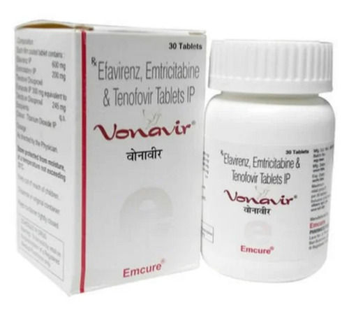 Red Efavirenz Emtricitabine और Tenofovir टैबलेट Ip, 30 टैबलेट बॉटल पैक 