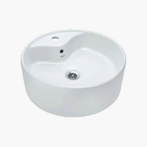 White Polished Wall Mount Round Ceramic Material Wash Basin Bathroom Accessories