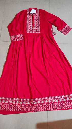 Floor Length Cuts And Slim Fitted Bottom Ladies Frock Style Anarkali Kurti 