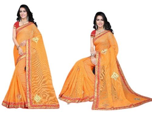 Yellow Party Wear Designer South Printed Comfortable Cotton Saree With Blouse For Ladies