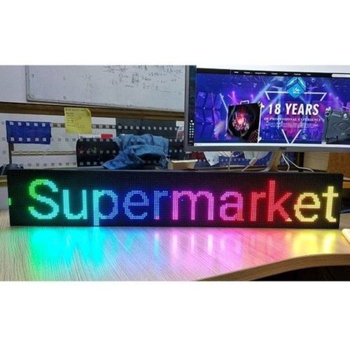 Rectangular Waterproof Metal Frame Plastic Rgb Scrolling Led Sign Board Application: For Advertising