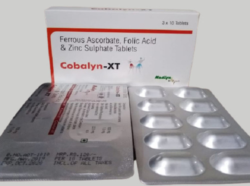 Cobalyn-XT - Ferrous Ascorbate, Folic Acid, Zinc Sulphate Tablets, 3x10 Alu Alu | Promotes Nutrition, Easy Oral Administration, Room Temperature Storage
