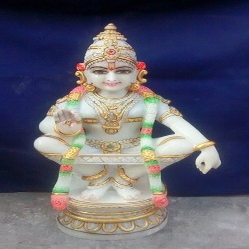 12 Inch Multicolor Painted White Marble Lord Ayyappa Statue For Worship Application: Industrial