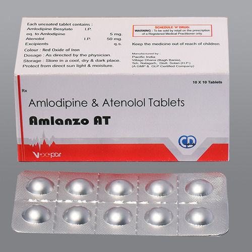 Amlanzo-At Amlodipine And Atenolol Hypertension Tablet, 10X10 Alu Alu Purity: 99%