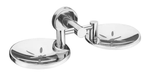 Glossy Finish and Wall Mounted Round Stainless Steel Soap Dish - 5 x 3 x 2.51 cm , Silver Color, Durable Rust-Proof Design with 1.5" Center Hole