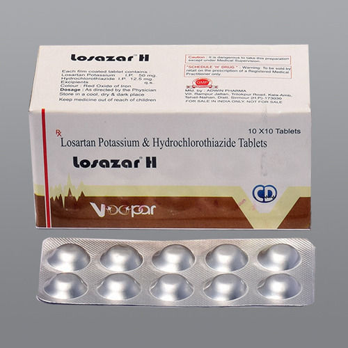 Losazar H Losartan और हाइड्रोक्लोरोथियाज़ाइड हाइपरटेंशन टैबलेट, 10x10 Alu Alu