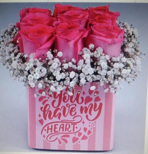 Pink Roses In You Have My Heart Sticker Vase