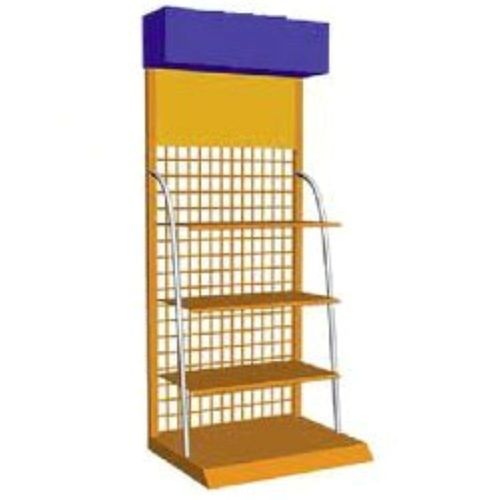 Yellow Rectangular Powder Coated Robust Mild Steel Display Racks For Commercial Use