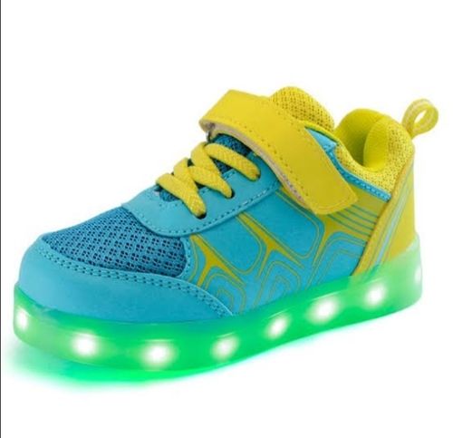 Single Strap and Laces Closure With Roller LED Sneakers for Kids