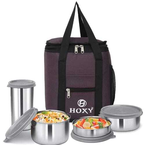 Hoxy Waterproof Polyester Lunch Box Bag with 2 Compartments