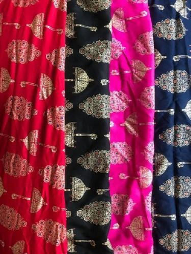 100 CM Width 50-150 GSM Rayon Gold Printed Fabric For Kurti Making