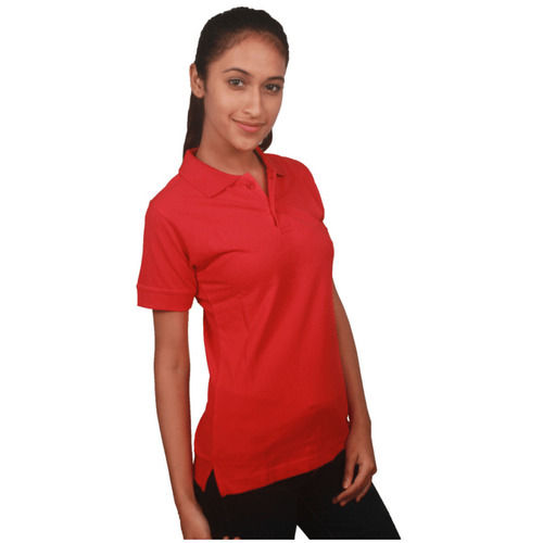 Alive Feminine Office/Casual Wear Plain Polo Collar Neck Girls 100% Cotton T-Shirts Accuracy: High  %