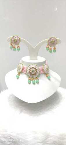 Ladies Artificial Stone Beaded Necklace Set For Party Wear