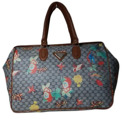 Printed Pattern Zipper Closure Premium Quality Pu Leather Material Duffle Bags