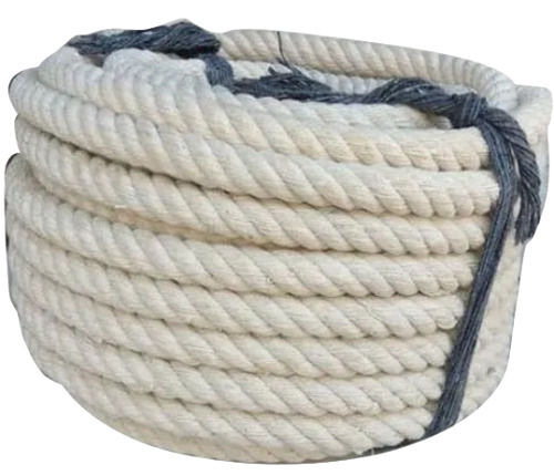 10 MM Thick Plain Round Twisted Cotton Rope, 40 MM Diameter For Garments Uses